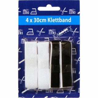 Klettband 4x30cm schwarz/weiß