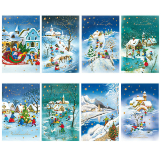 Karten Weihnachten gemalte Motive