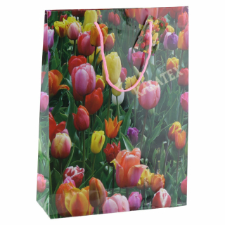 Geschenktasche buntes Tulpenfeld large