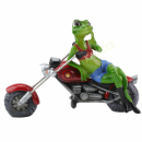Frosch mit Motorrad
