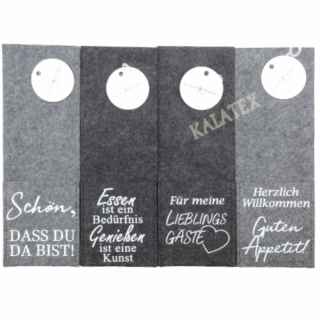 Bestecktasche Filz mit Spruch 26 x 9 cm