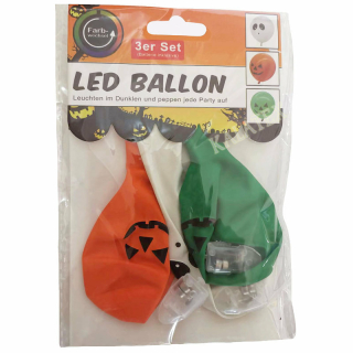 Halloween LED Ballon 3er mit Druck