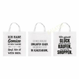 Einkaufstasche weiß mit Spruch 42x38cm