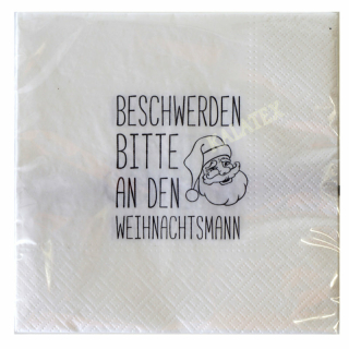 Servietten Weihnachten "Beschwerden bitte" 33x33cm 20er Pack