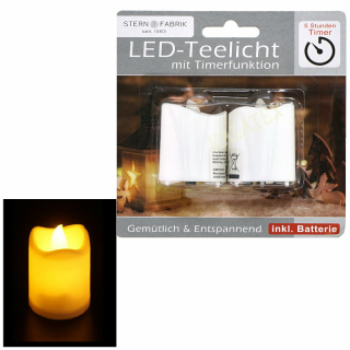 LED Kerze 4x5,5cm 2er mit Timerfunktion