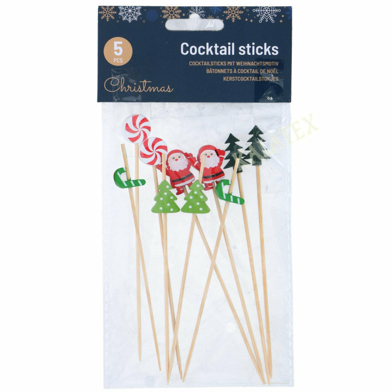 100 Stück Weihnachts-Cocktailspieße – Vintage-Design, Bambus, 11,9 Cm, Für Party & Deko