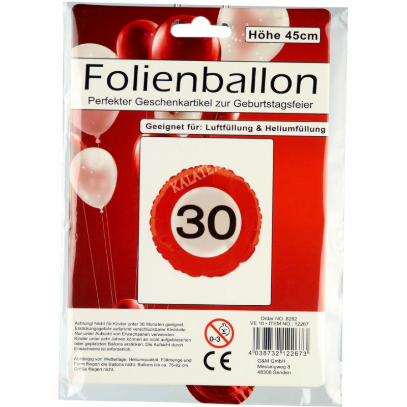 Folien-Luftballon 30. Geburtstag – Roségold Glitzer, 45 Cm, Selbstschließend
