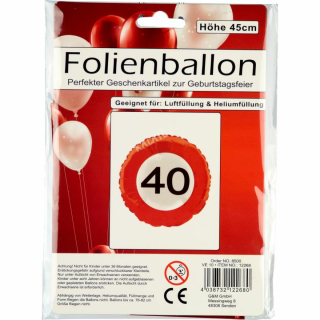 Folienballon 40ter Geburtstag