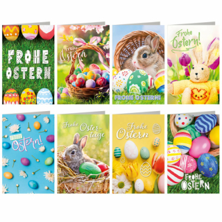 Karten Ostern Ostereier & Hasen