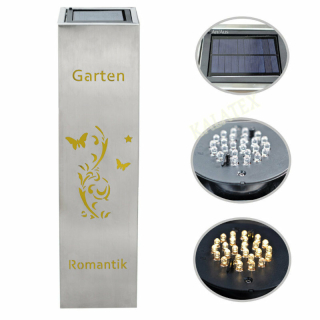 Solar Säule Garten Romantik Edelstahl 57 cm, mit  26 LED