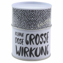 Metalldose rund 7,5x9,5cm mit Spruch