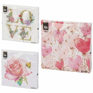Serviette Herzen 33x33cm 16er Pack