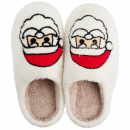 Teddyfell-Pantoffeln mit Weihnachtsmotiven