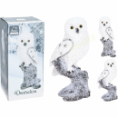 Dekofigur Schneeeule auf Stamm 20cm