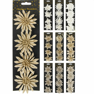 Blume Glitzer auf Klammer 4er Pack