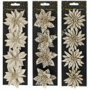 Blume Glitzer auf Klammer 4er Pack
