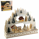 Schwibbogen aus Holz - Dorf mit Winterszene mit LED...