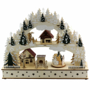 Schwibbogen aus Holz - Dorf mit Winterszene mit LED warmweiss
