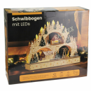 Schwibbogen aus Holz - Dorf mit Winterszene mit LED warmweiss