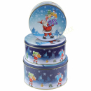 Gebäckdosenset 3tlg, Weihnachtsmann rund