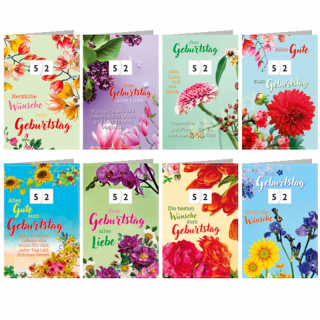 Karten Geburtstag Drehzahl mit Blumenmotiv