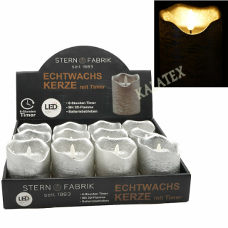 LED Echtwachskerze 3D Flamme 7,5x10cm mit Timer