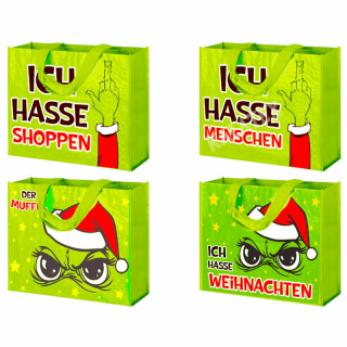 Einkaufstasche Festtagsmuffel mit Spruch 44x33x14,5cm