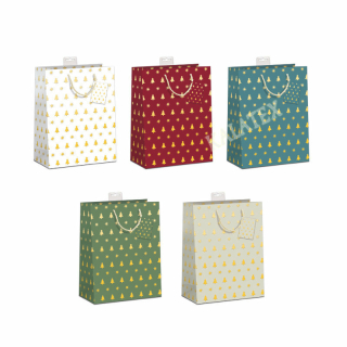 Geschenktasche Weihnachtsbaum und Sterne medium