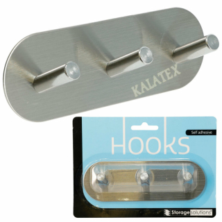 Klebehakenleiste mit 3 Haken aus Edelstahl