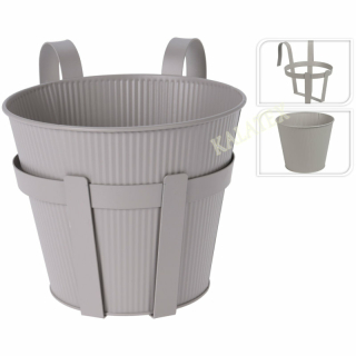 Blumentopf mit Halterung aus Metall