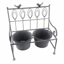 Pflanzenbank mit 2 Blumentöpfen Metall