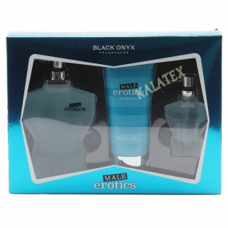 Geschenkset Parfüm Black Onyx Erotics für Herren 3 tlg.