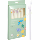 Trinkhalm Glas mit Applikation 4er und Reinigungbürste