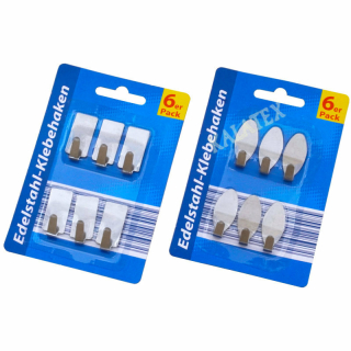Klebehaken Edelstahl 6er Pack