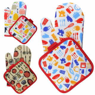 Ofenhandschuh und Topflappen Set