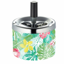 Drehaschenbecher Metall Pflanzenmotiv 7x9cm