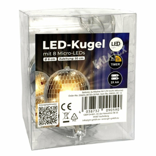 LED Discokugel 8cm mit Timer
