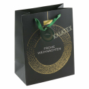 Geschenktasche Frohe Weihnachten medium grün & gold