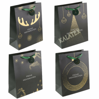 Geschenktasche Frohe Weihnachten large grün & gold