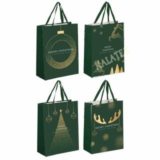 Geschenktasche Merry Christmas large grün & gold