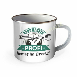 Emaille Becher Handwerker Profi - Immer im Einsatz 300 ml
