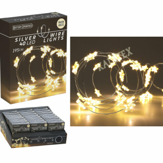 Lichterkette Silberdraht mit Stern 40 Led